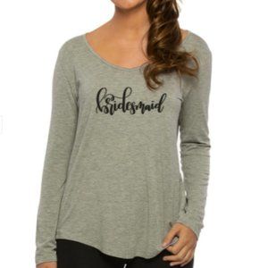 Bridesmaid Long Sleeve Tee in Grey Size Medium